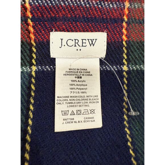 J.Crew Plaid Fringe Trim Shawl Scarf Wrap Women's Multicolor - Picture 3 of 7